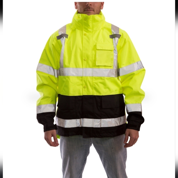 Tingley J24122 Icon Lime & Black Class 3 Type R Waterproof Rain Jacket Size Med - Picture 3 of 12